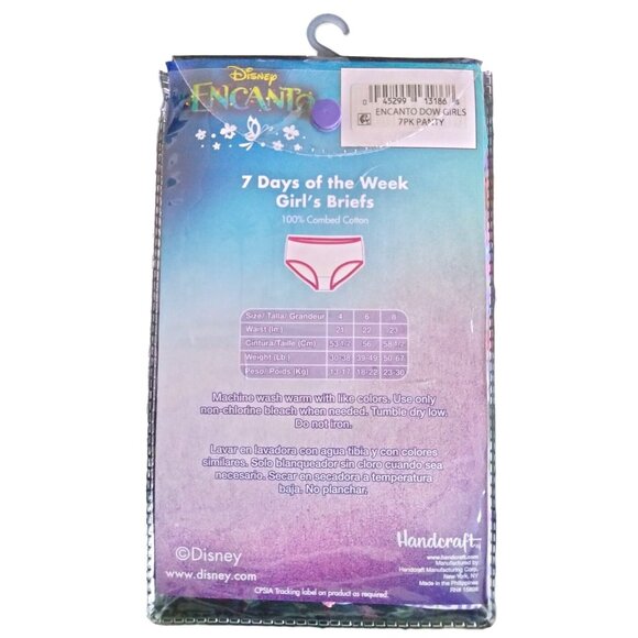 Disney Encanto Size 4 Girls Underwear Set 7 Days Of The Week Briefs 100% Cotton - Picture 4 of 6